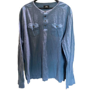 Rock & Republic Blue Cotton 1/4 Button Up Long Sleeve Shirt XL